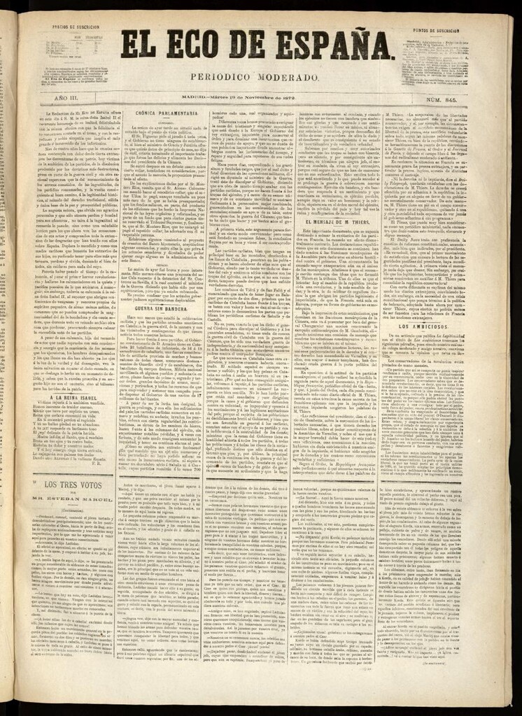 Miniatura de El Eco de España del 19 de noviembre de 1872