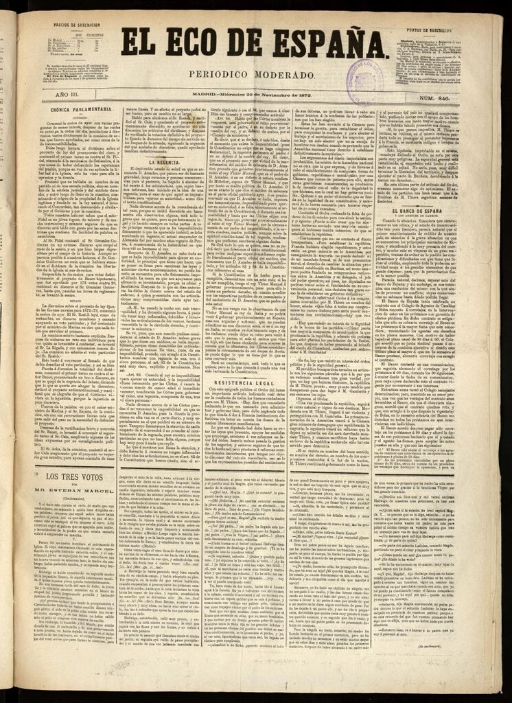 Miniatura de El Eco de España del 20 de noviembre de 1872