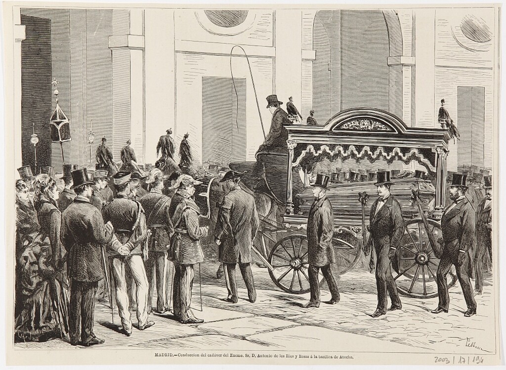 Miniatura de Conducción del cadáver de Antonio de los Ríos y Rosas a la basílica de Atocha