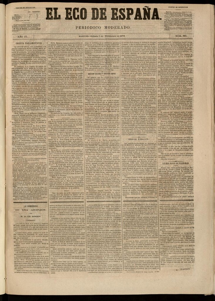 Miniatura de El Eco de España del 7 de diciembre de 1872