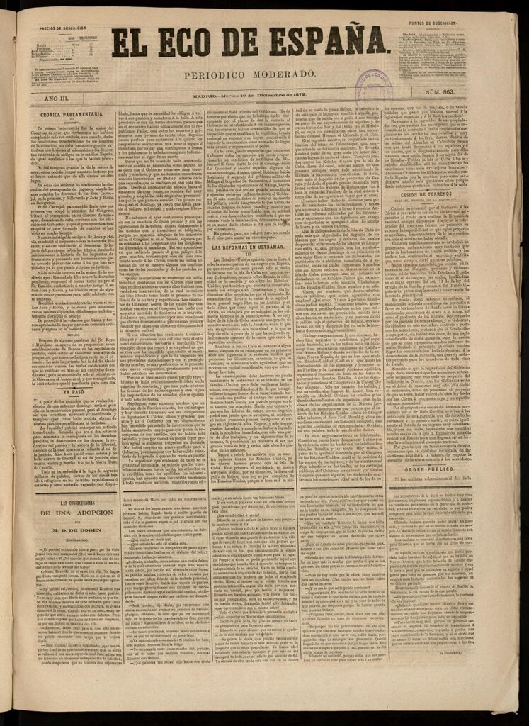 Miniatura de El Eco de España del 10 de diciembre de 1872