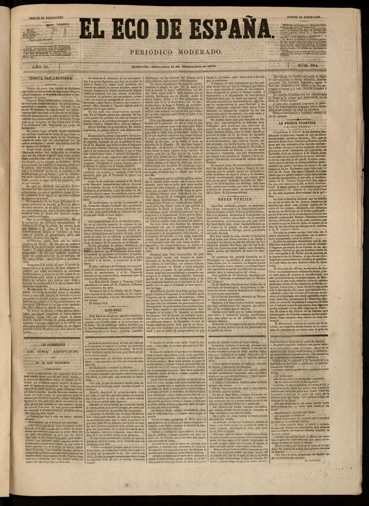 Miniatura de El Eco de España del 11 de diciembre de 1872