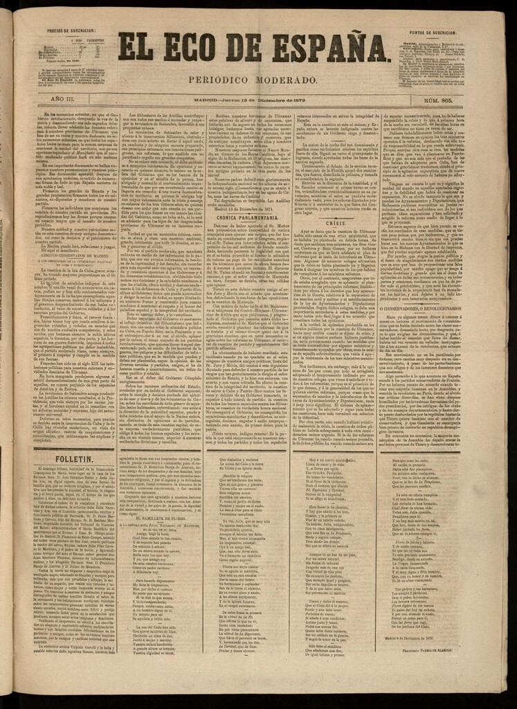 Miniatura de El Eco de España del 12 de diciembre de 1872