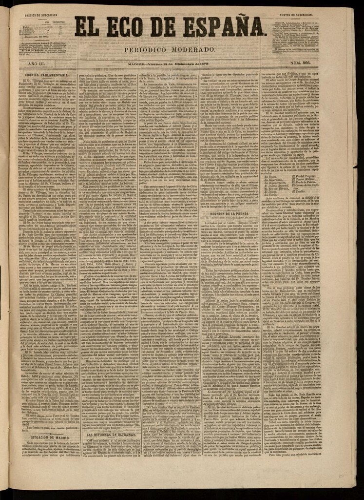 Miniatura de El Eco de España del 13 de diciembre de 1872