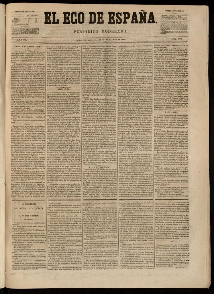 Miniatura de El Eco de España del 18 de diciembre de 1872