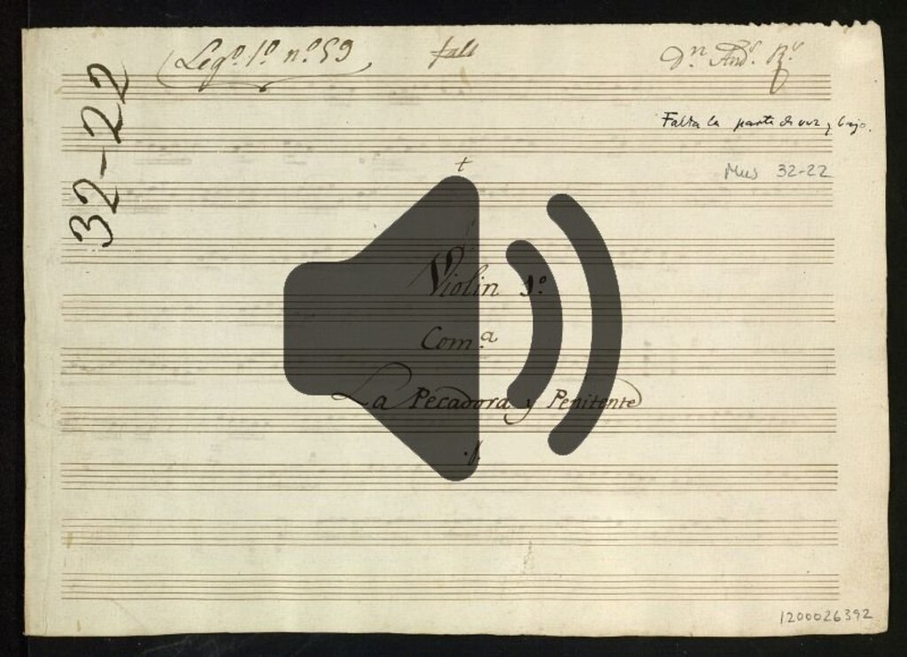 Miniatura de Música de la comedia La pecadora y penitente