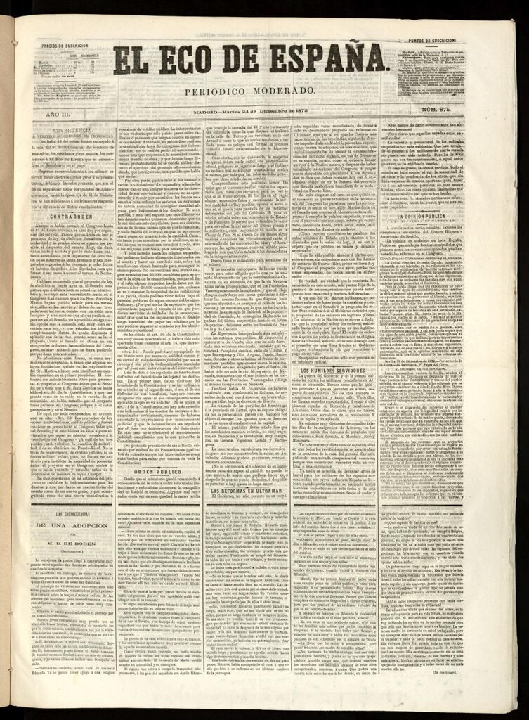 Miniatura de El Eco de España del 24 de diciembre de 1872