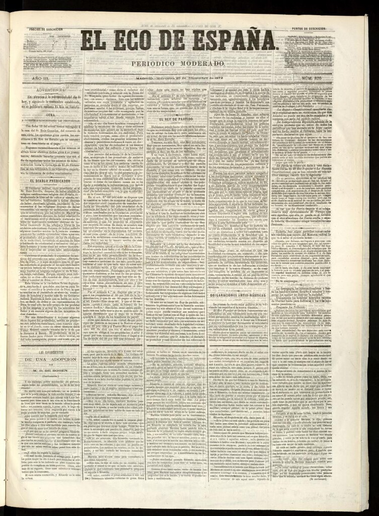 Miniatura de El Eco de España del 25 de diciembre de 1872