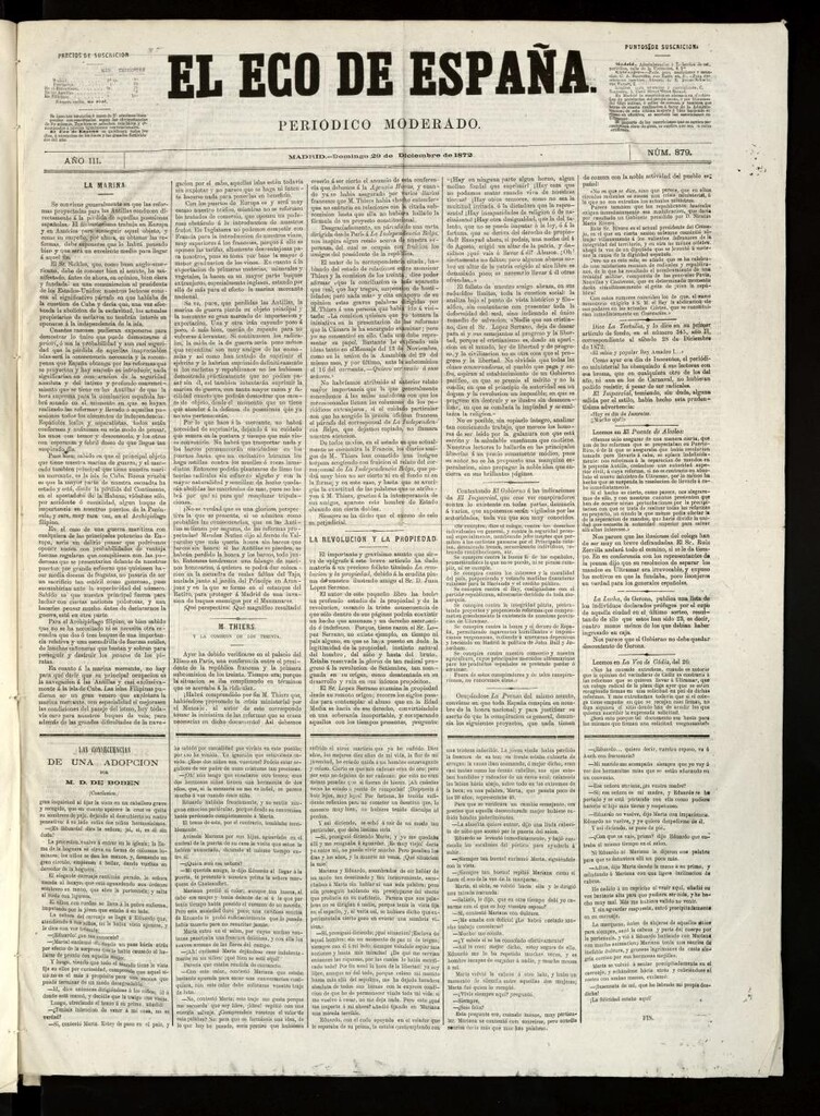 Miniatura de El Eco de España del 29 de diciembre de 1872