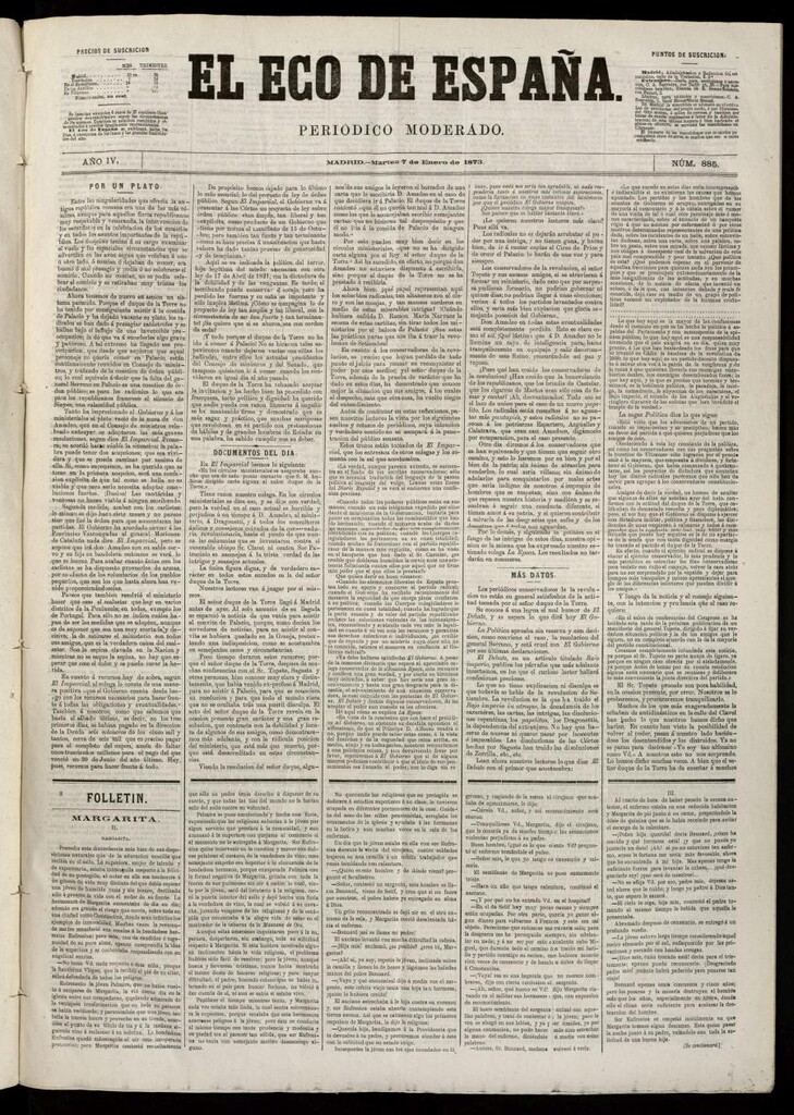 Miniatura de El Eco de España del 7 de enero de 1873