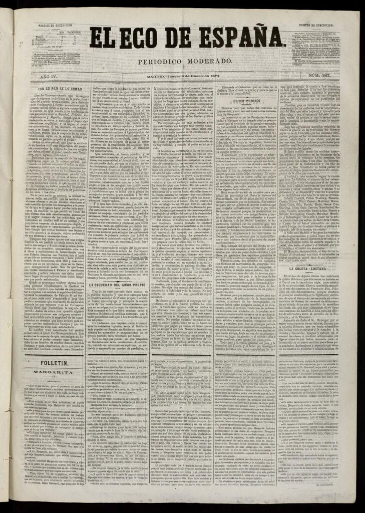 Miniatura de El Eco de España del 9 de enero de 1873