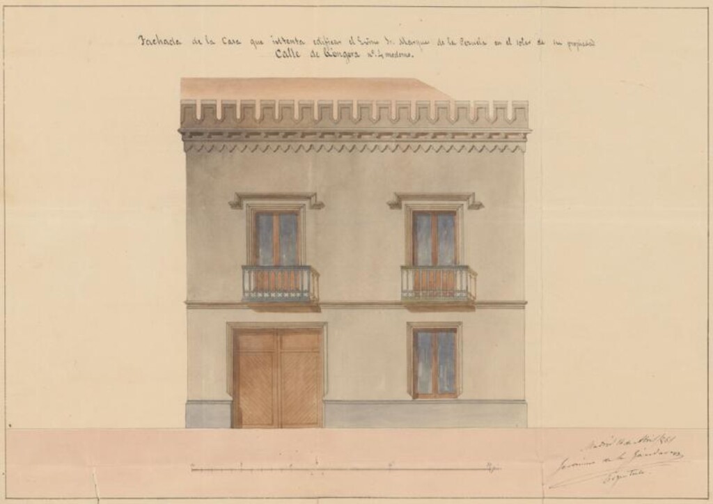Miniatura de D. Francisco José de la Gandora, a nombre del Excmo. Sr. Marqués de la Peruela, en solicitud de licencia para reedificar la casa situada en calle de Góngora, nº 4.