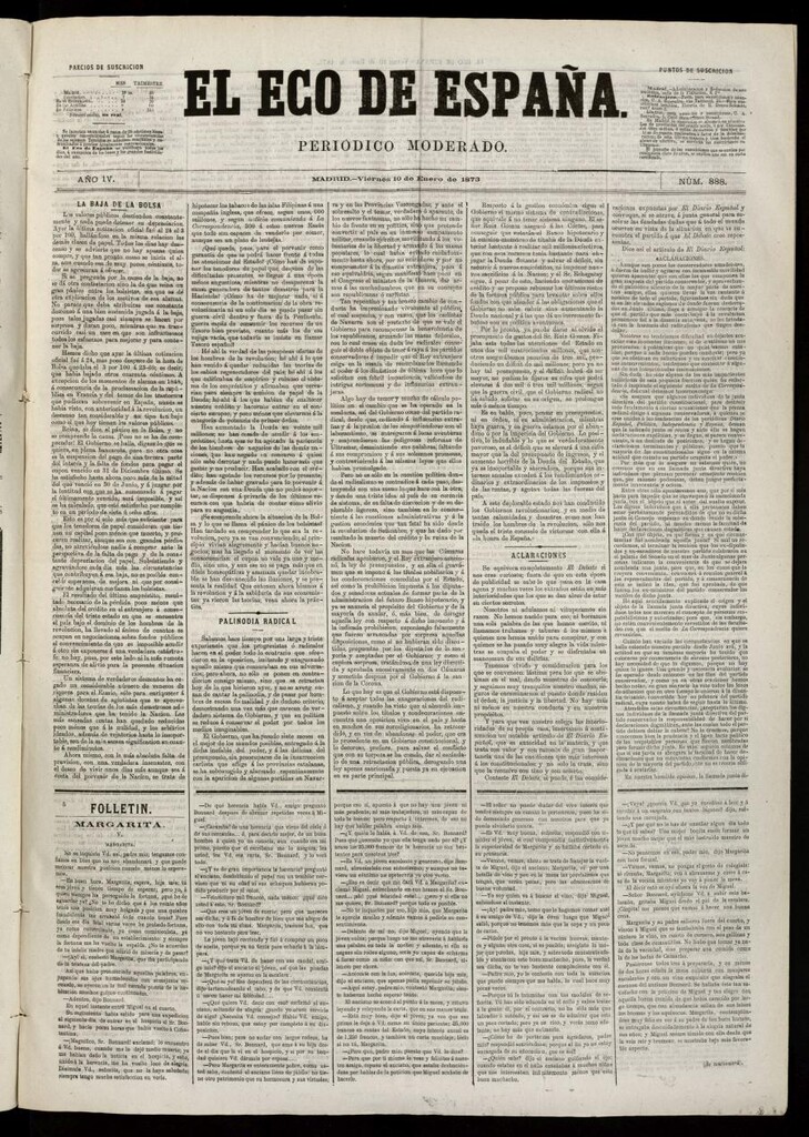 Miniatura de El Eco de España del 10 de enero de 1873