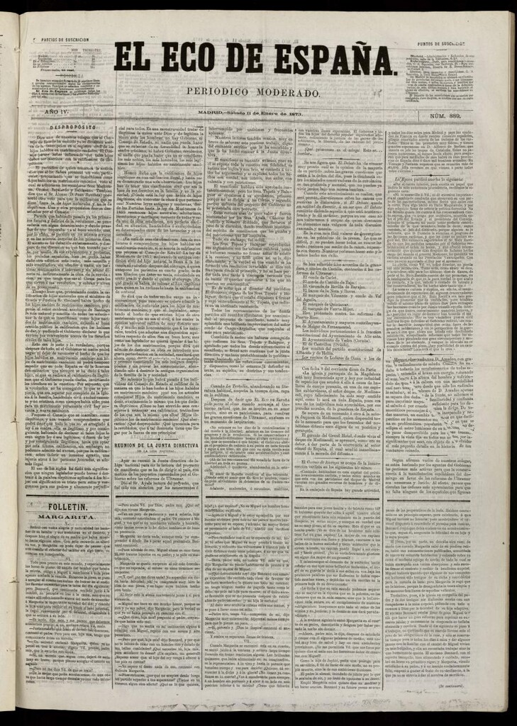 Miniatura de El Eco de España del 11 de enero de 1873