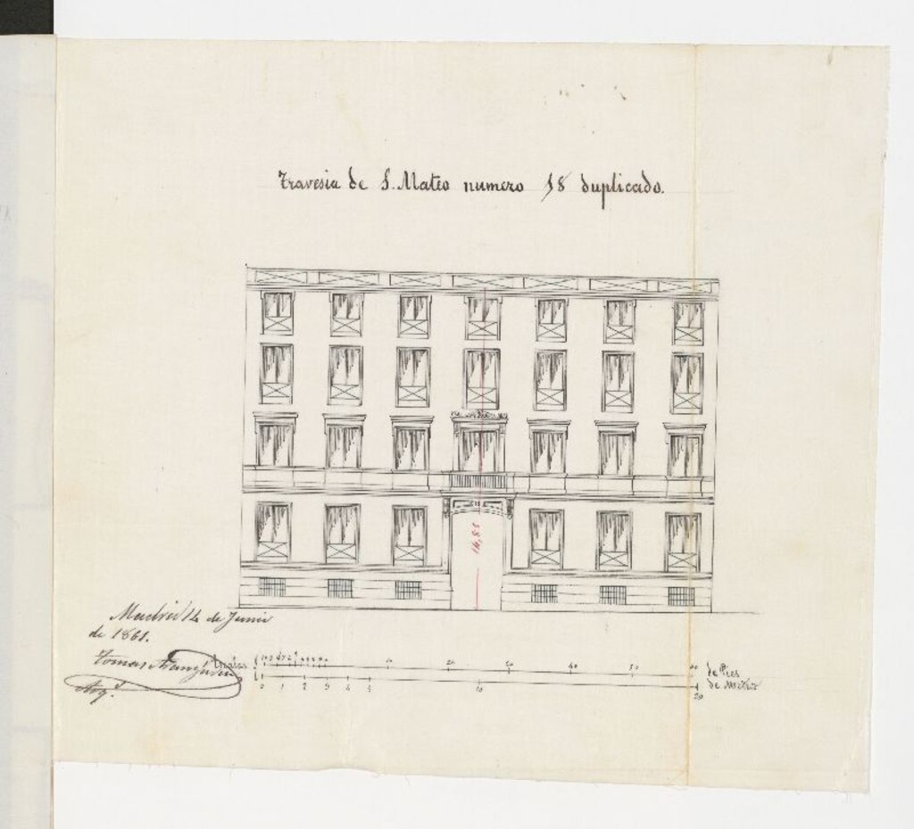 Miniatura de D. Félix Moreno de Villalba, en solicitud de licencia para construir nueva planta la casa de su propiedad sita en la Travesía de S. Mateo nº 18 duplicado y calle de Pelayo nº 63 y 65.