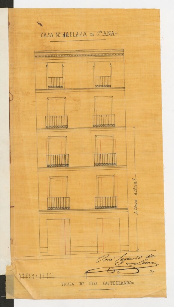 Miniatura de D. Antonino de Noval y Llano, dueño de la casa nº 10 de la Plaza del Príncipe D. Alfonso (antes Sta. Ana), en solicitud de licencia para levantar dos pisos sobre los que tiene actualizados.