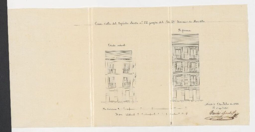 Miniatura de D. Francisco de Moradillo, en solicitud de licencia para aumentar un 3er piso en la casa calle del Espíritu Santo nº 22.