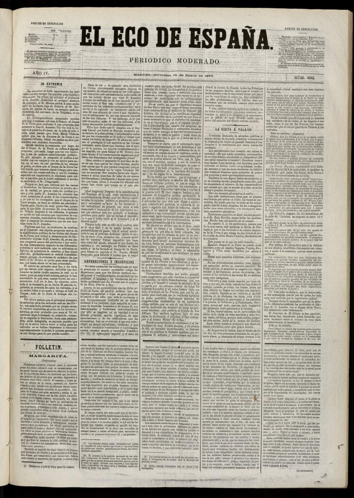 Miniatura de El Eco de España del 15 de enero de 1873