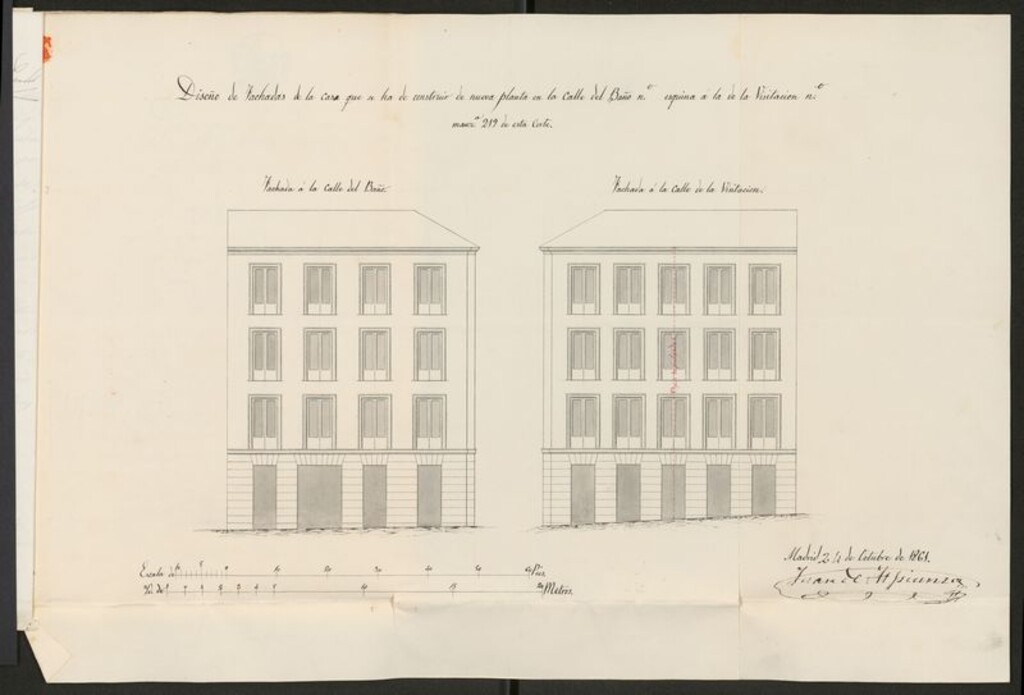 Miniatura de D. José de Ortueta, dueño de la casa calle de la visitación nº 10 y 12 con vuelta a la del Baño nº 22 y 24, manzana 219, en solicitud de licencia para construirla de nueva planta.