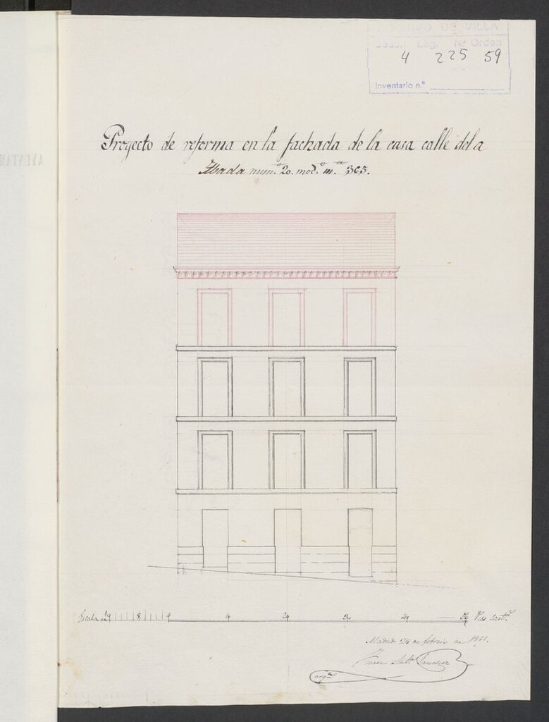 Miniatura de D. Nicolás Ortega, en solicitud de licencia para levantar un piso 3º en la casa calle de Abada nº 20, manzana 365.