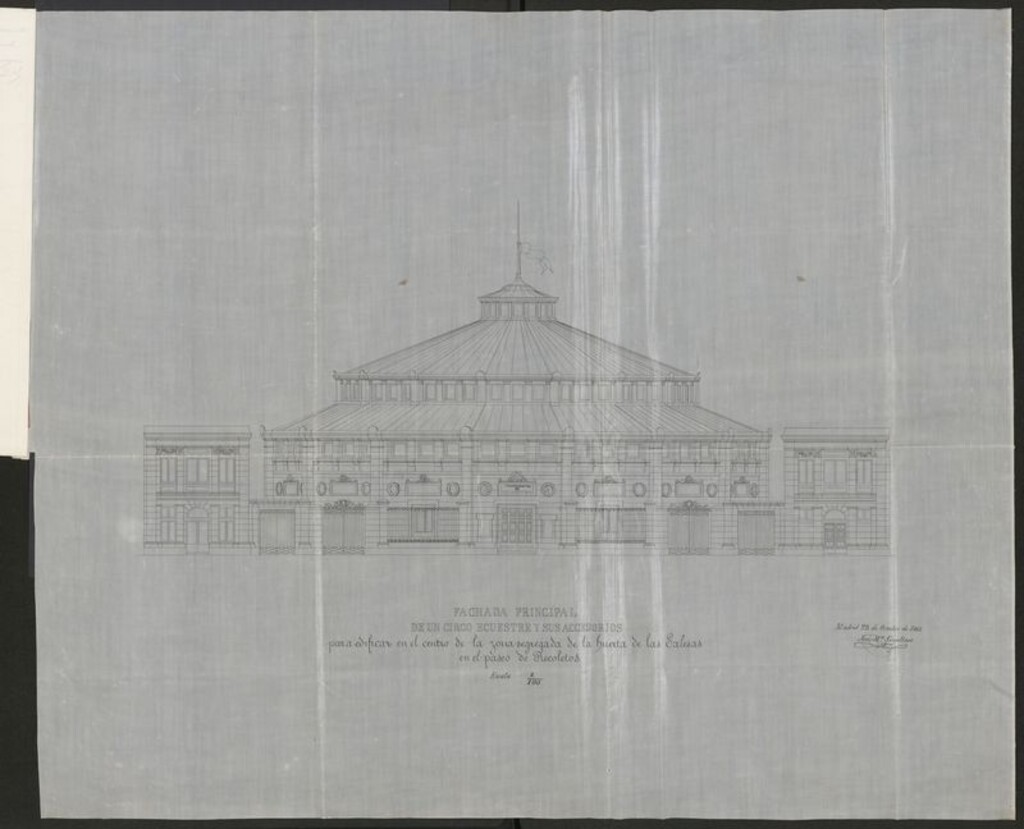 Miniatura de D. Simón de la Riva, en solicitud para construir un Circo Ecuestre en el terreno segregado a la huerta de las Salesas Reales, en el paseo de Recoletos.