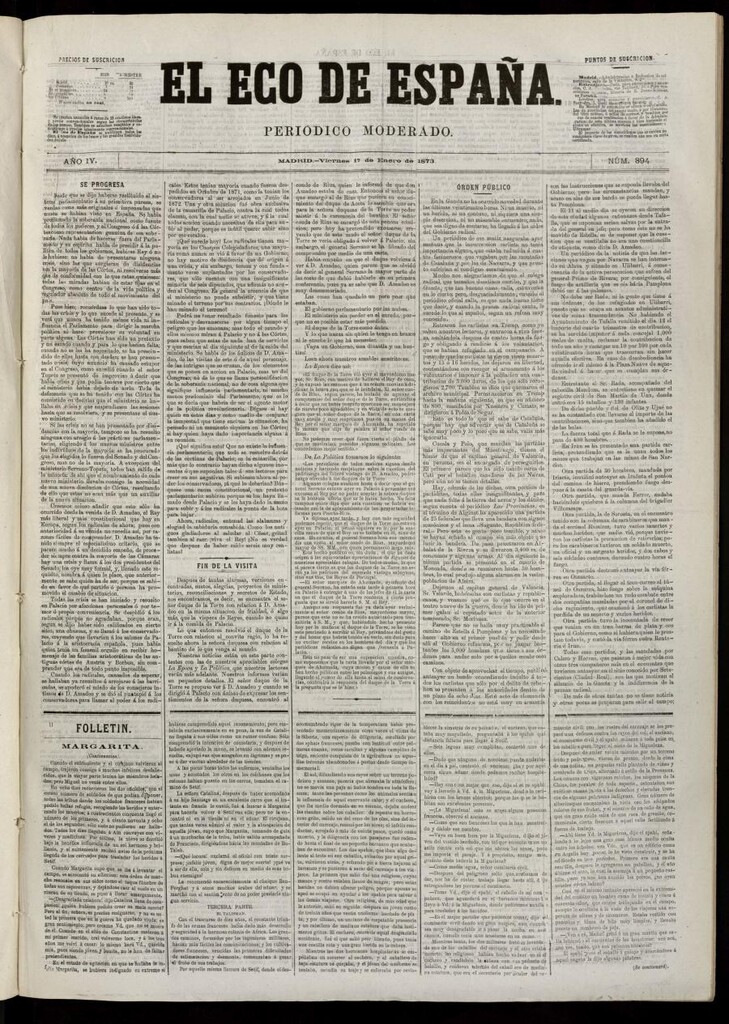 Miniatura de El Eco de España del 17 de enero de 1873