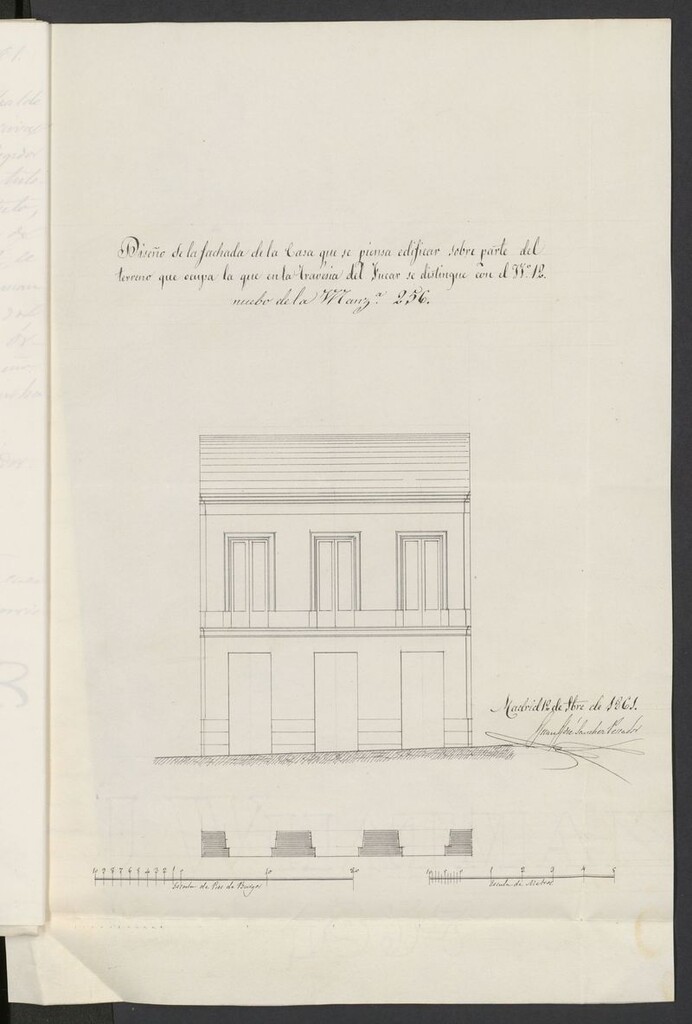 Miniatura de D. Nicolás Palmer como apoderado de Dª Mª del Pilar Baquero dueña de la casa sita en la Travesía del Fucar nº 12, en solicitud de licencia para construir 31 y 1/2 pies de fachada en ella un piso principal