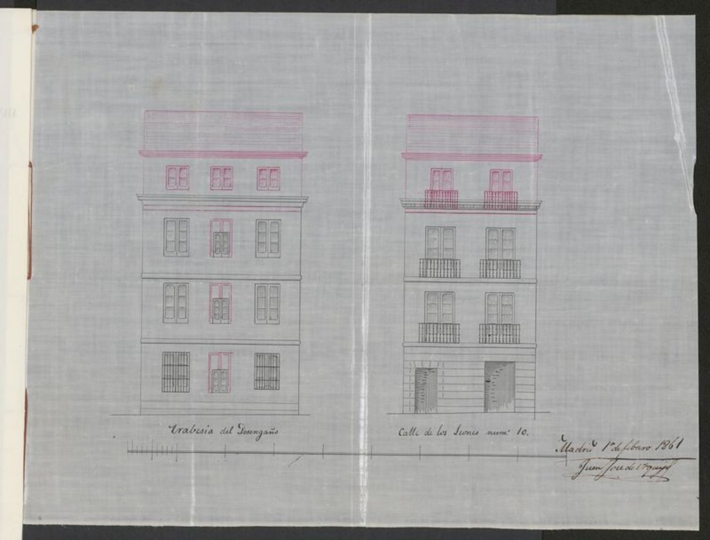 Miniatura de D. Nicolás Millán, en solicitud de licencia para aumentar un tercer piso y dar mayores dimensiones a las ventanas el centro de su casa calle de los Leones nº 10 con vuelta a la Travsª del Desengaño