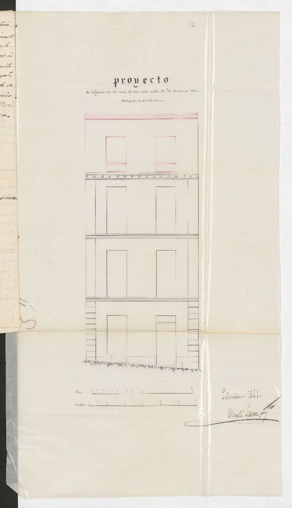 Miniatura de D. Tomás de la Madrid, en solicitud de licencia para hacer algunos reparos y levantar un piso tercero interior en la casa calle de la Madera Baja nº 17.