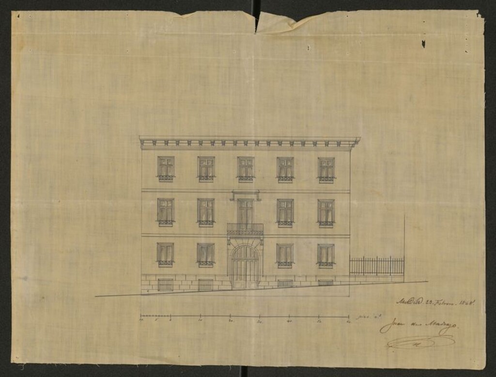 Miniatura de D. Juan de las Bárcenas, en solicitud de licencia para edificar de nueva planta en los solares de su propiedad calle de Lope de Vega nº 52 y 54, manzana 233.