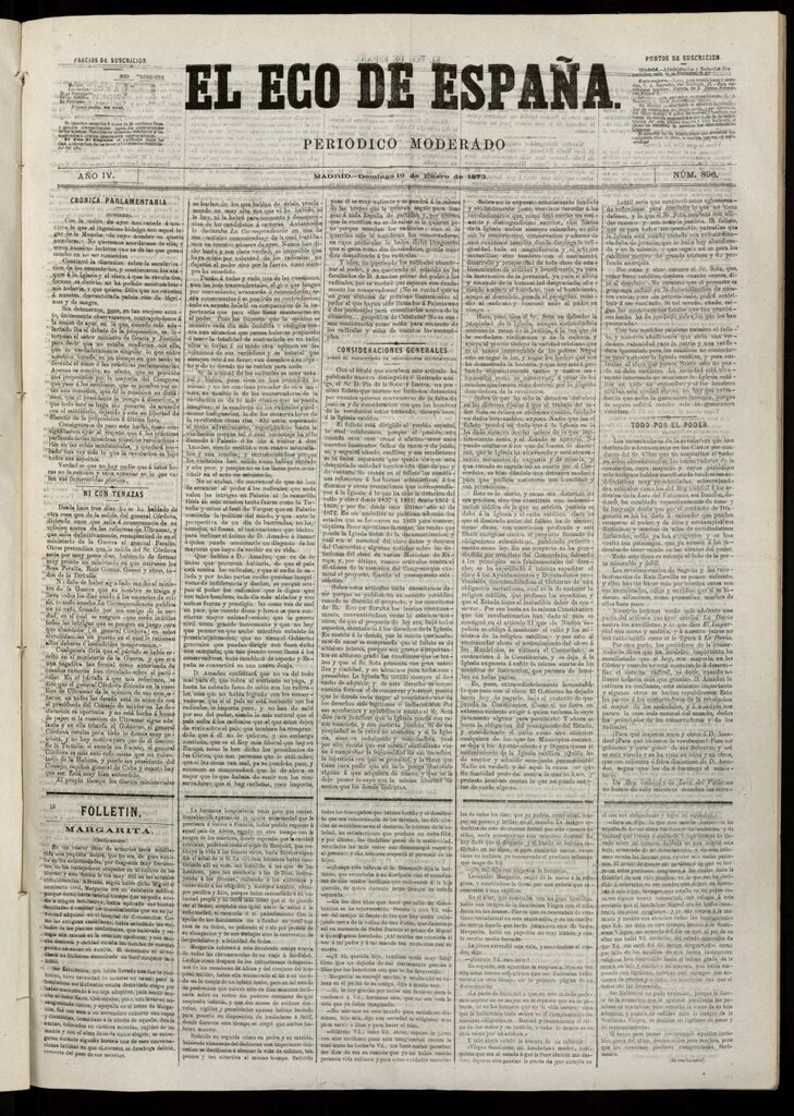Miniatura de El Eco de España del 19 de enero de 1873