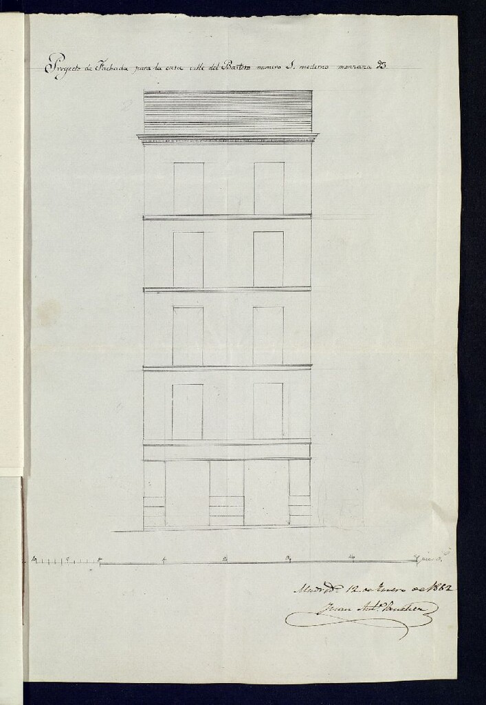 Miniatura de Juan Antonio Sánchez, en solicitud de licencia para construir de nueva planta la casa de su propiedad sita en la calle del Bastero, 1.