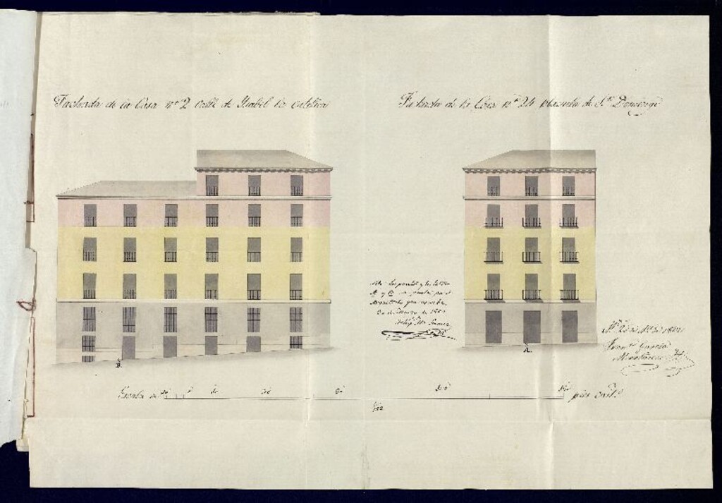 Miniatura de D. Manuel Solana, a nombre del Marqués de Grimaldi, dueño de la casa Plaza de Sto. Domingo, en solicitud de levantarla dos pisos.