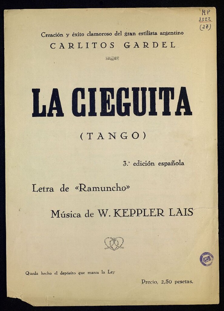 Miniatura de La cieguita : tango