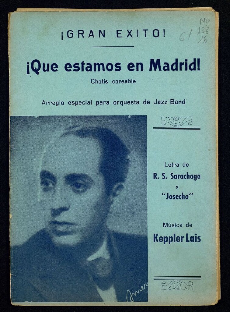 Miniatura de ¡Que estamos en Madrid! : chotis : arreglo especial para orquesta de Jazz-Band