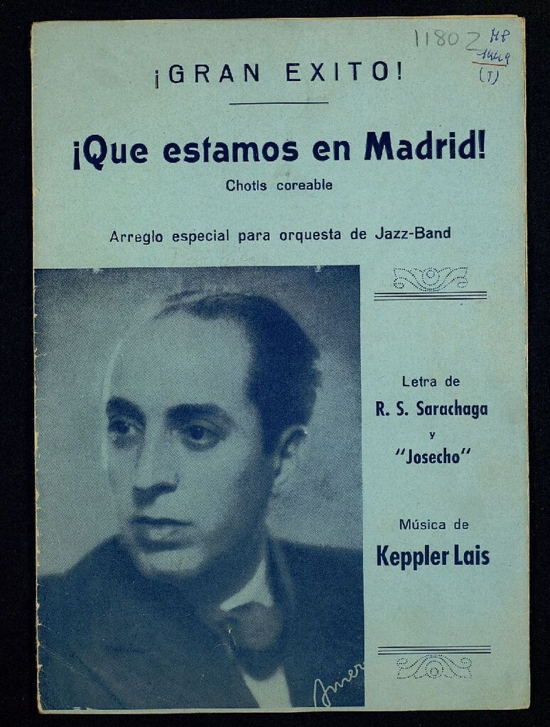 Miniatura de ¡Que estamos en Madrid! : chotis coreable : arreglo especial para orquesta de jazz-band