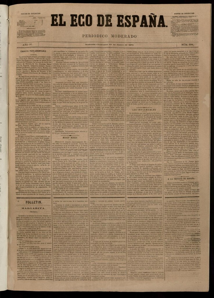 Miniatura de El Eco de España del 22 de enero de 1873