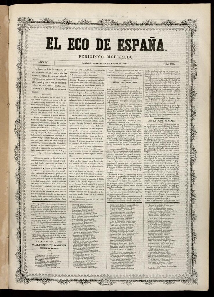 Miniatura de El Eco de España del 23 de enero de 1873
