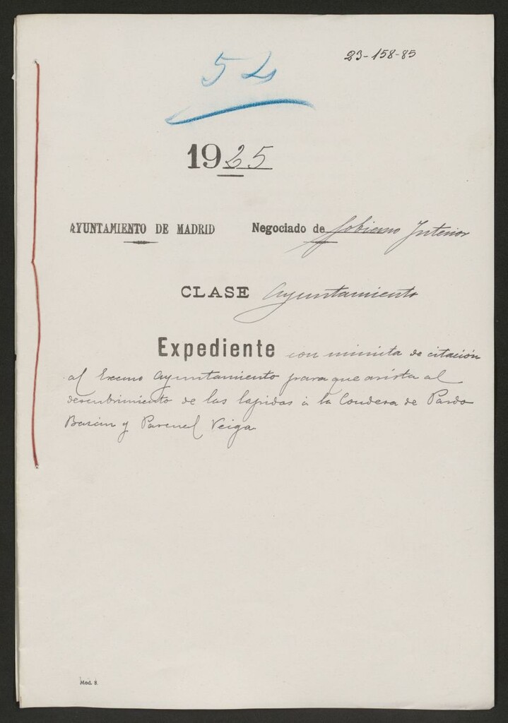 Miniatura de Expediente solicitando que el Ayuntamiento de Madrid asista al descubrimiento de las lápidas a la Condesa de Pardo Bazán