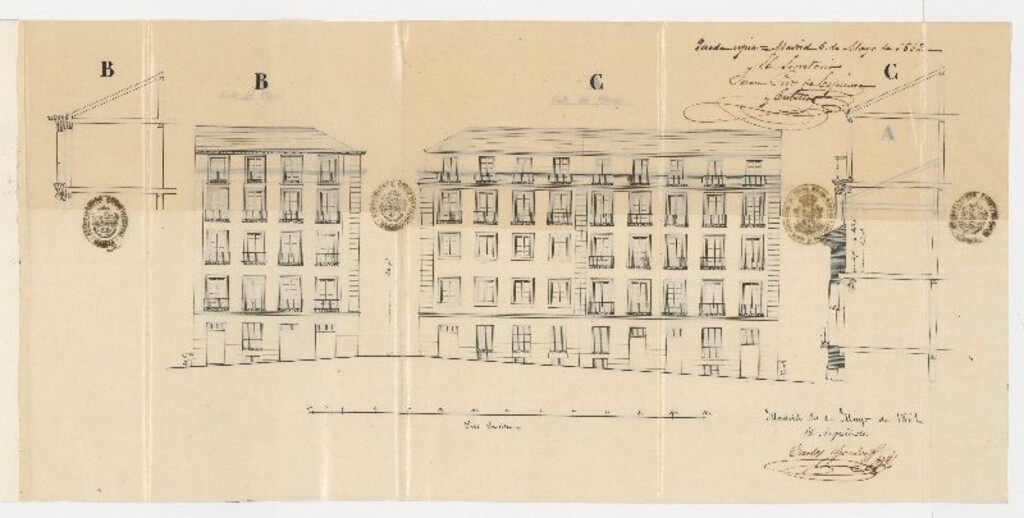 Miniatura de D. Vicente Gómez Portillo, en solicitud de licencia para reformar las fachadas de las casas de su propiedad, sitas en las calles del Olivar nº 7 y 9 y del Olmo nº 2.