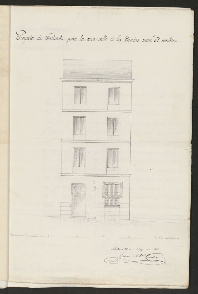 Miniatura de D. José Ortiz de Nogués, para construir de nueva planta la casa de su propiedad calle de las Huertas nº 67, moderno.