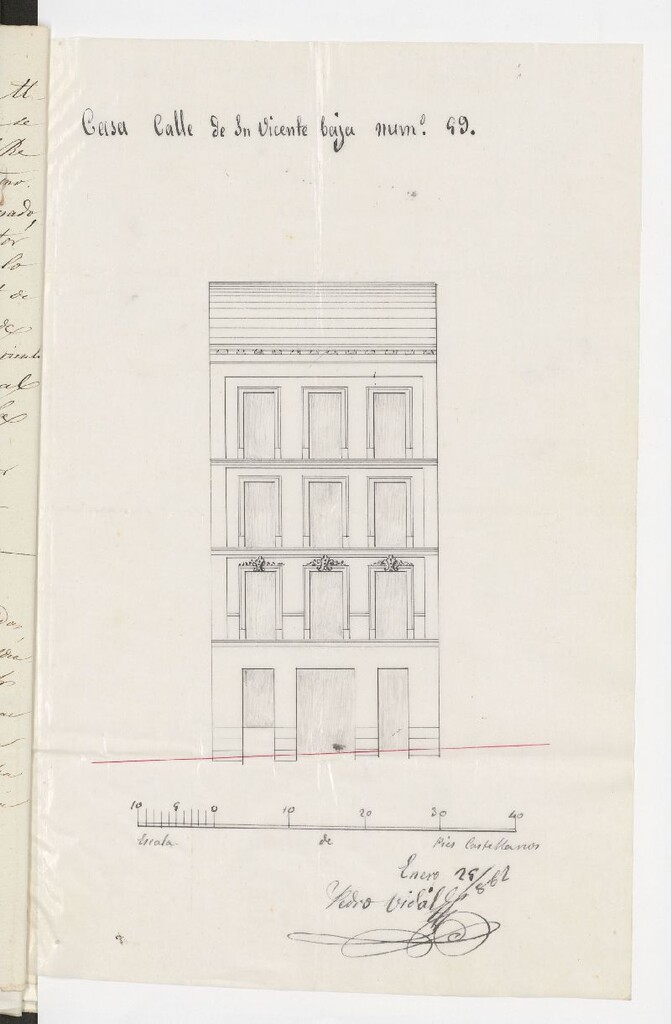 Miniatura de D. Vicente Polero, en solicitud de licencias para construir de nueva planta la casa calle de S. Vicente nº 59.