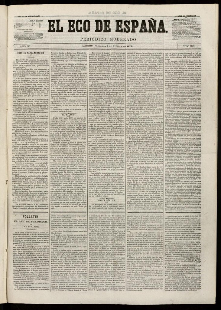 Miniatura de El Eco de España del 5 de febrero de 1873