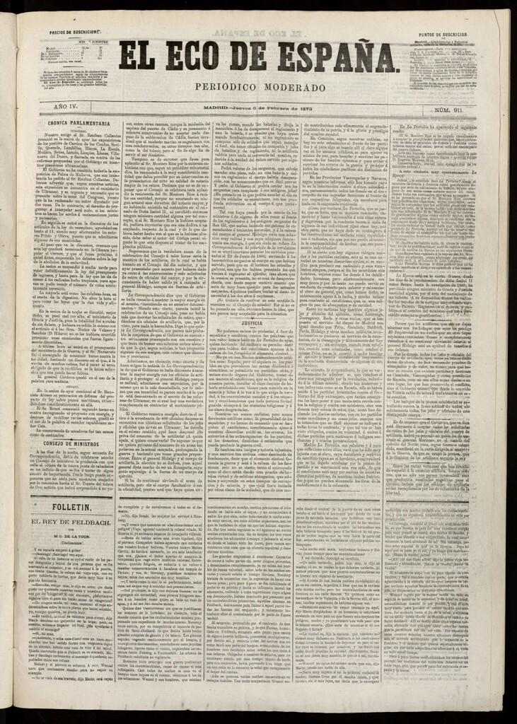 Miniatura de El Eco de España del 6 de febrero de 1873