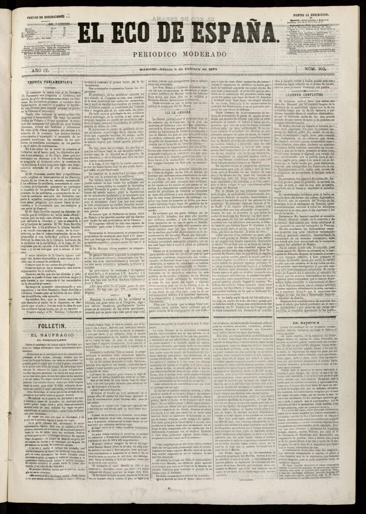 Miniatura de El Eco de España del 8 de febrero de 1873