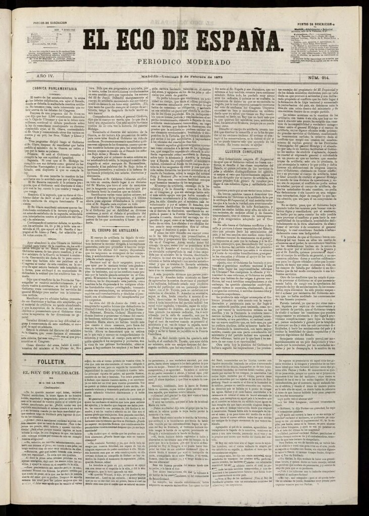 Miniatura de El Eco de España del 9 de febrero de 1873