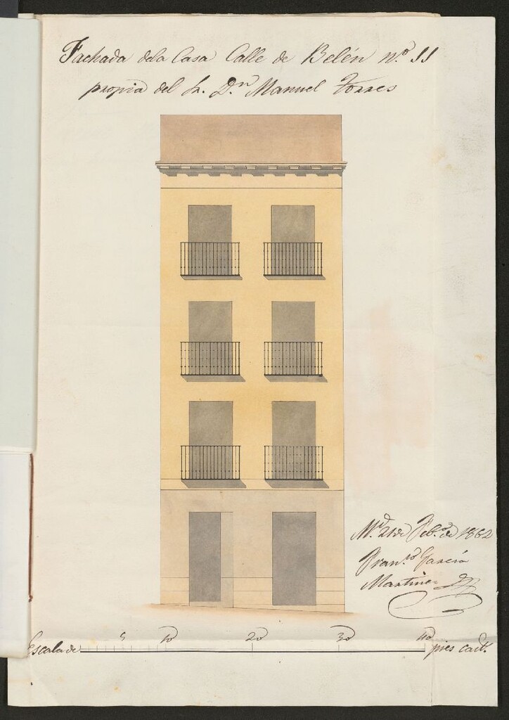 Miniatura de D. Manuel de Torres en solicitud de licencia para construir de nueva planta la casa de su propiedad sita en la calle de Belén nº 11.
