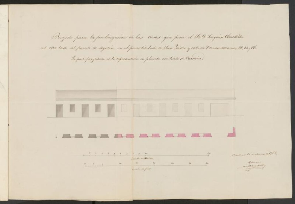 Miniatura de D. Joaquín Olmedilla, dueño de la casa nº 12, 14 y 16 de la calle de la Urraca afueras del Puente de Segovia, se le concediese licencia para edificar varios reparos en la misma.