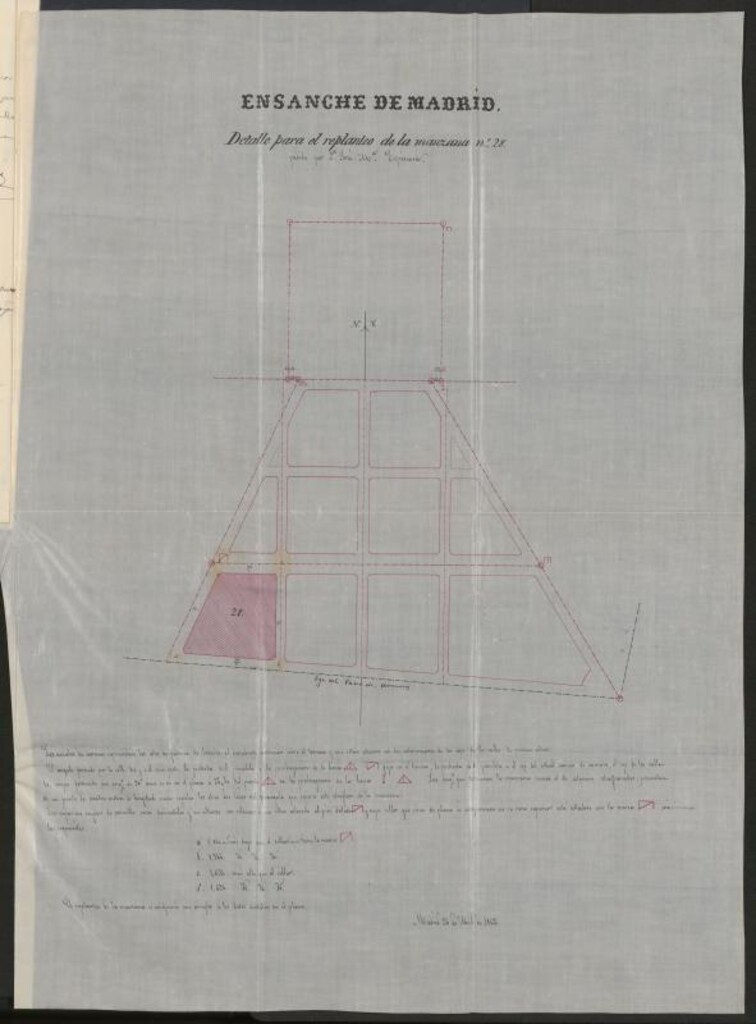 Miniatura de D. José Mª Espinosa, en solicitud de licencia para edificar en la manzana 28