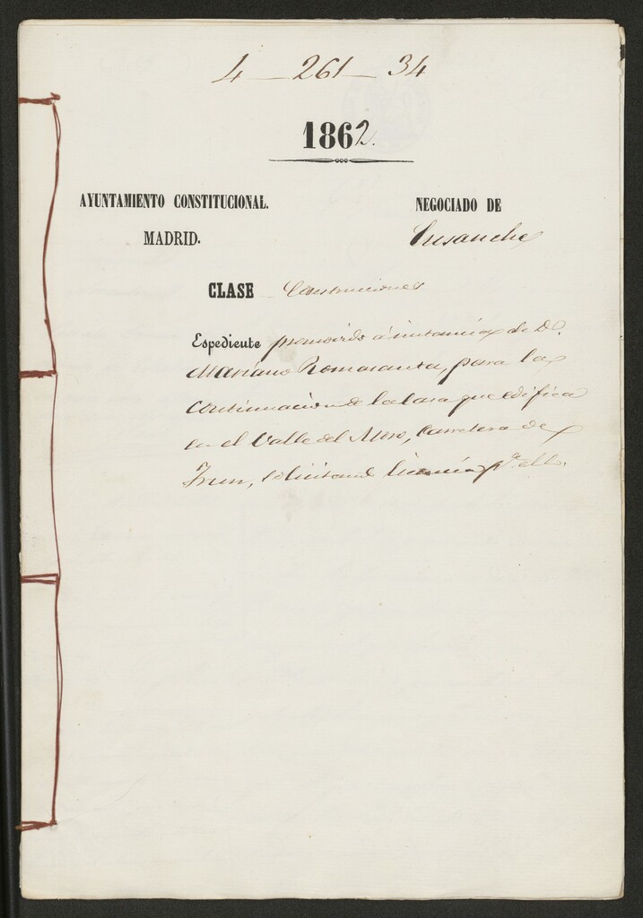 Miniatura de D. Mariano Bonasanta, para la continuación de la casa que edifica en el valle del Moro, carretera de Irún, solicitando licencia para ello.